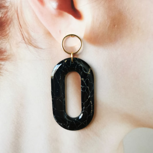 Marble donut dangle earring