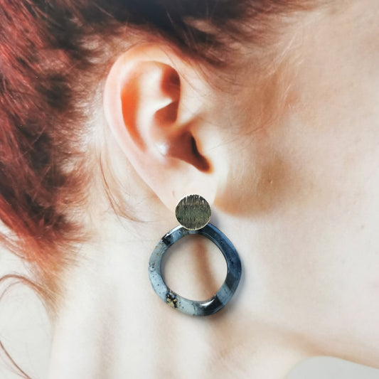 Statement marble hoop earring