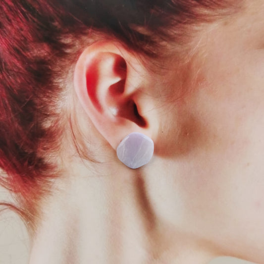 Organic stone stud earring.