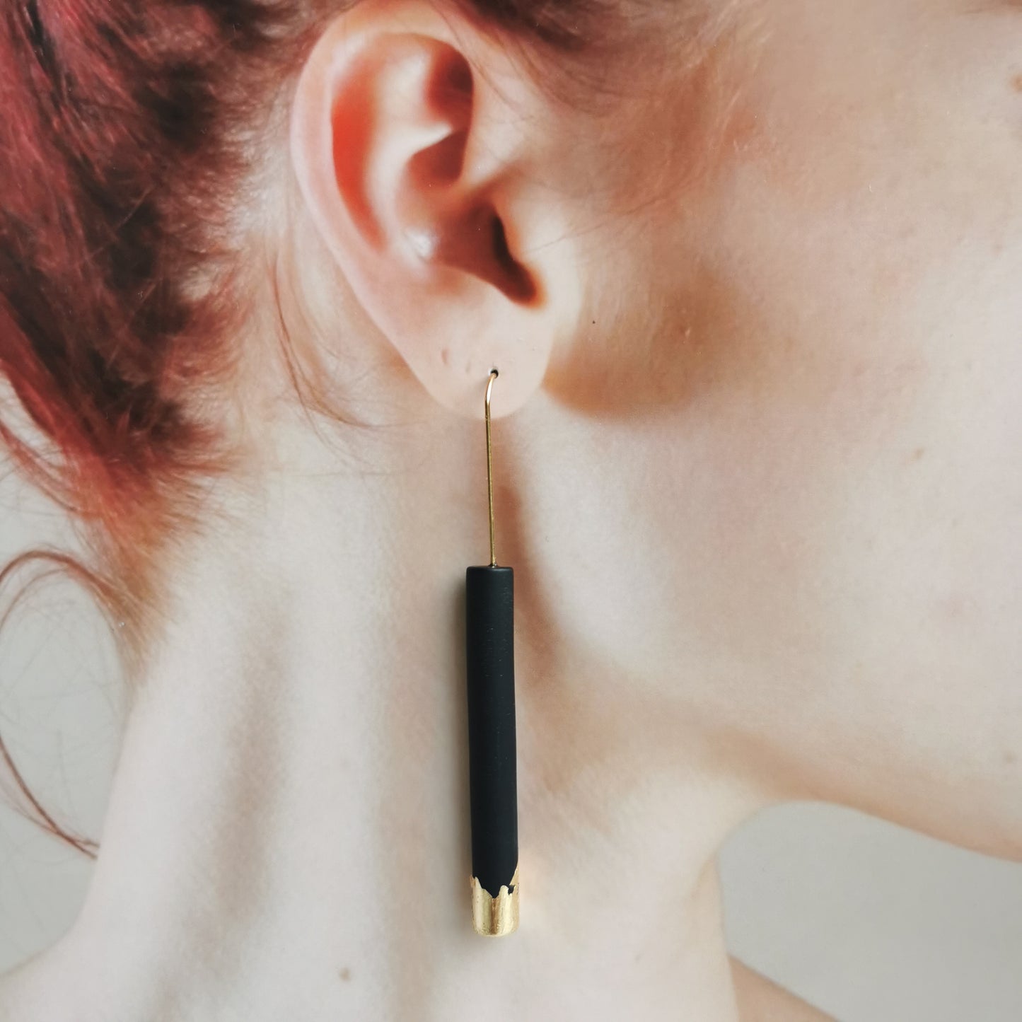 'Dipped' tube earrings.